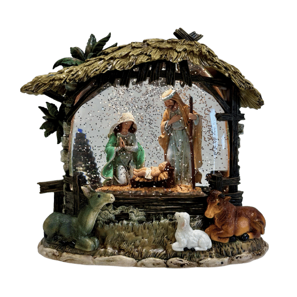 LED WATER GLOBE NATIVITY SET 21CM