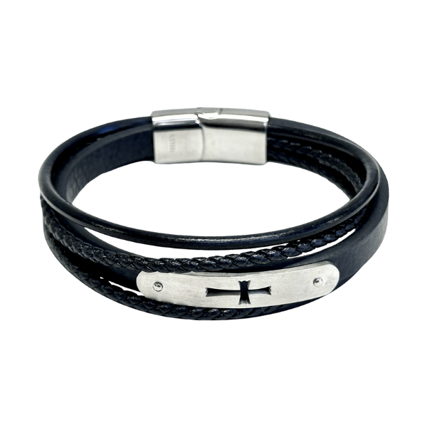 LEATHER CROSS BRACELET