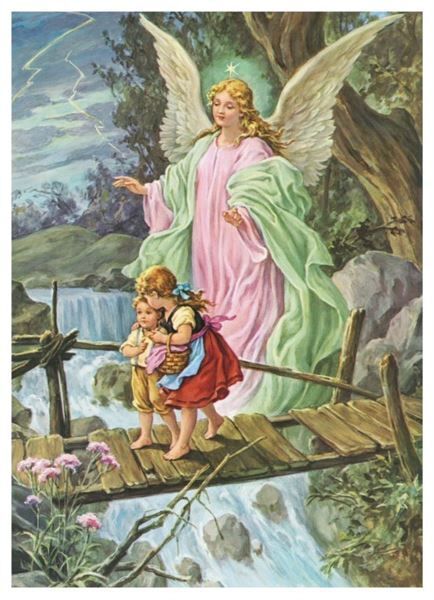 PRINTS COLOURED 10 X 8 Guardian Angel on Bridge Full Colour