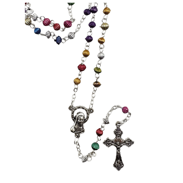 ROSARY METAL MULTICOLOURED BOXED