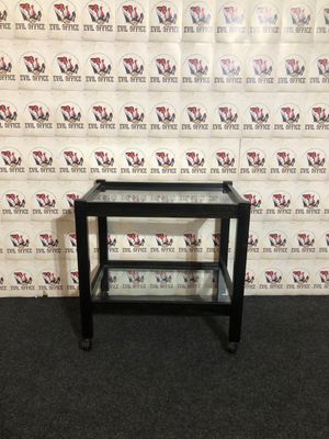 Glastisch Beistellwagen Druckertisch Glasrolli Schwarz