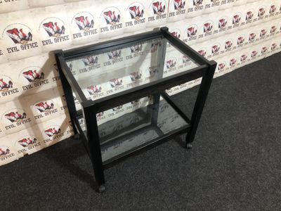 Glastisch Beistellwagen Druckertisch Glasrolli Schwarz