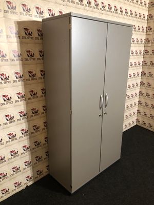 Aktenschrank von Palmberg in Silbergrau 5OH mit Flügeltüren 100cm
