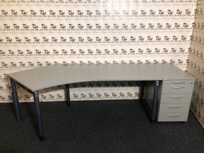 2-er Set Schreibtisch + Standcontainer von Palmberg Links 135°