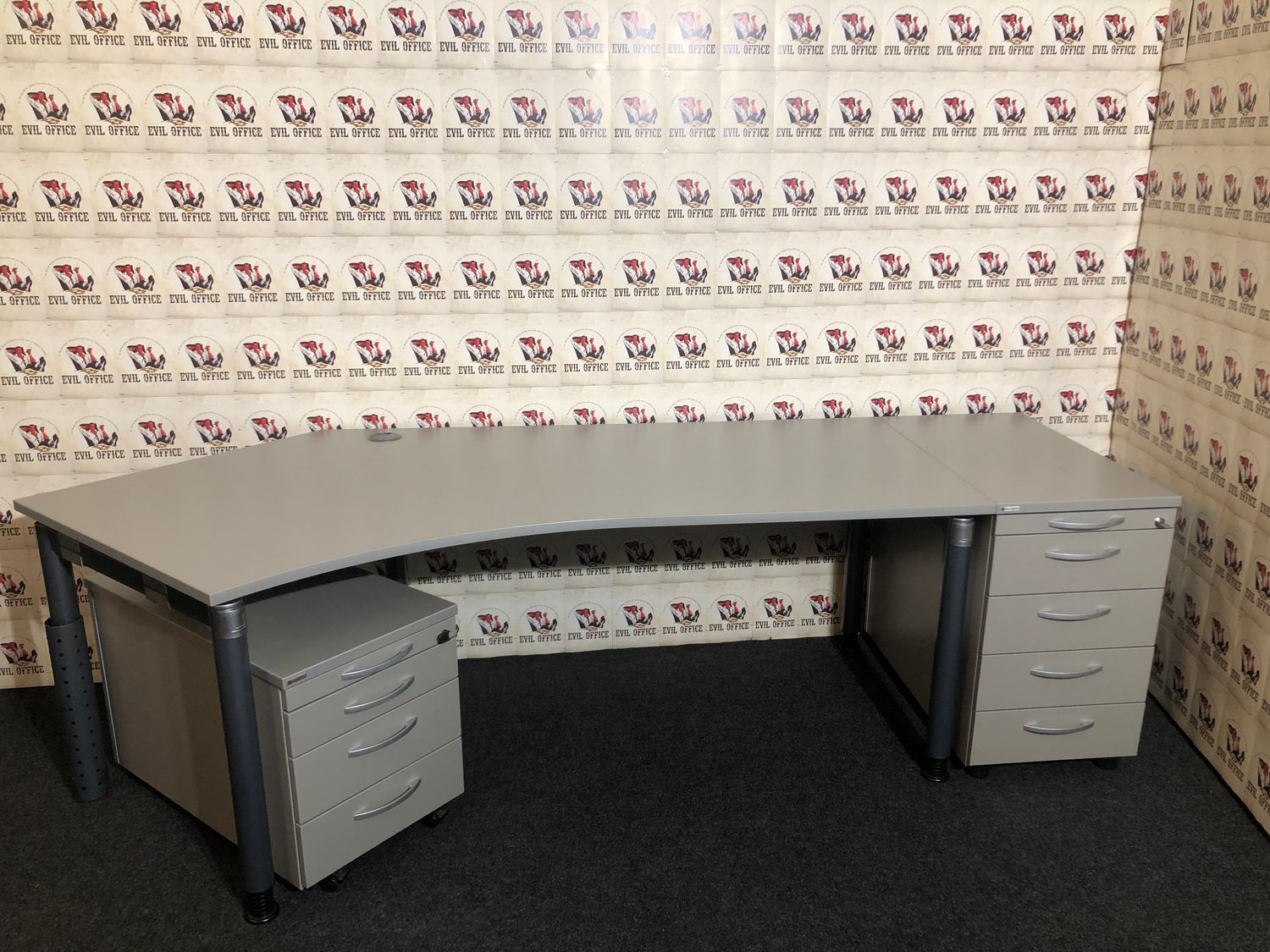 3-er Set Schreibtisch + Standcontainer + Rollcontainer von Palmberg Links 135°