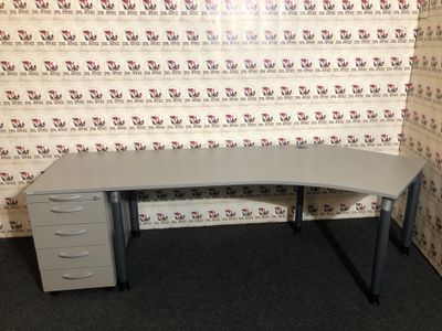 2-er Set Schreibtisch + Standcontainer von Palmberg Rechts 135°