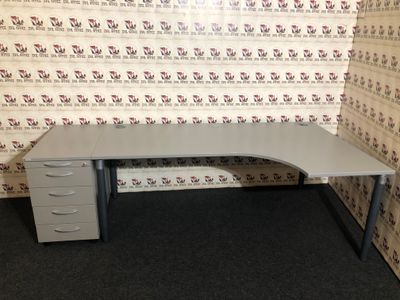 2-er Set Schreibtisch + Standcontainer von Palmberg L-Form Rechts
