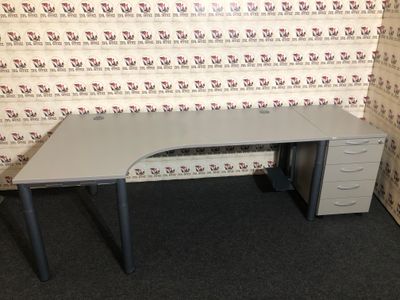 2-er Set Schreibtisch + Standcontainer von Palmberg L-Form Links