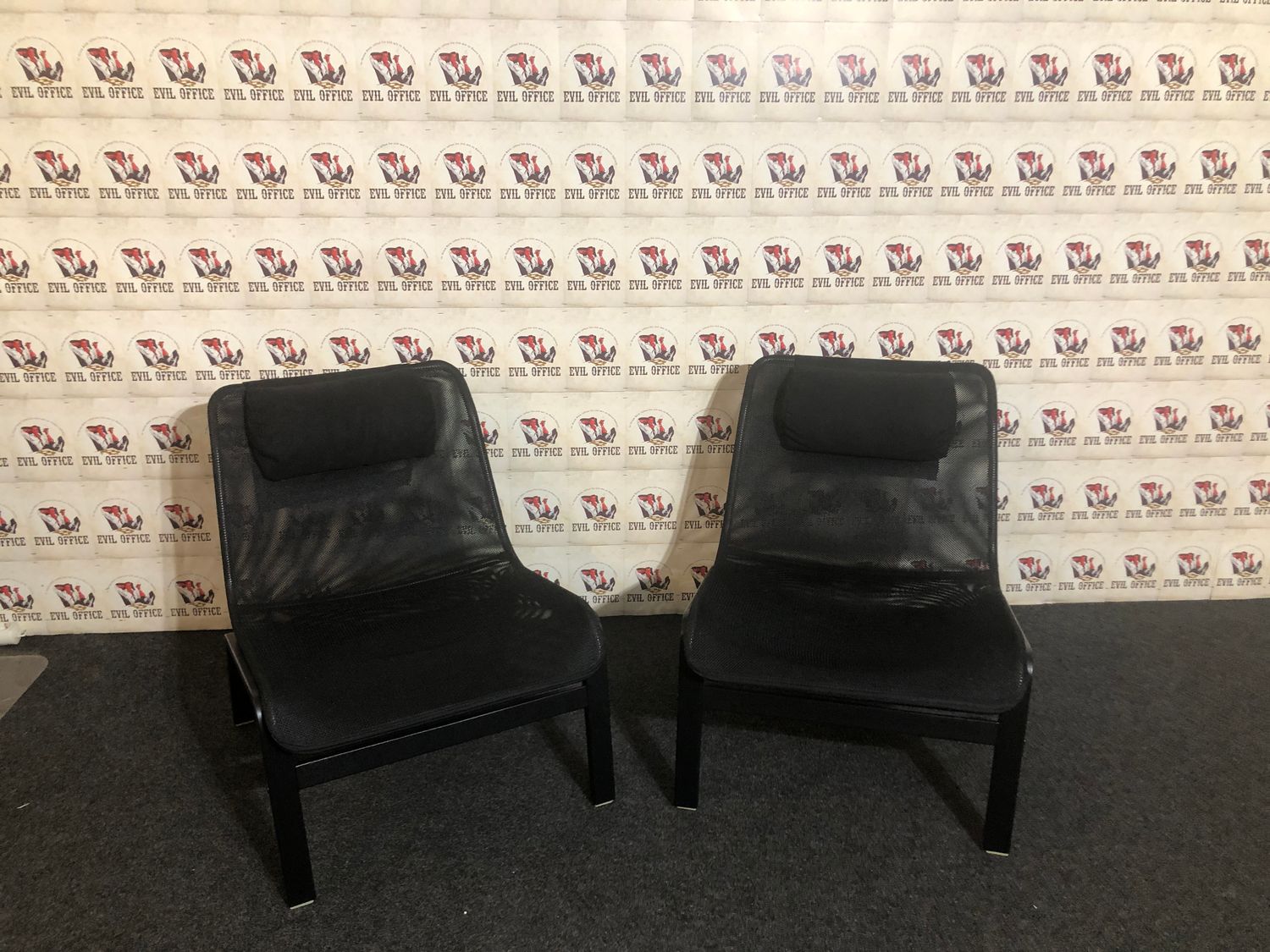 2-er Set Sessel von Ikea Nolmyra Schwarz mik kopfkissen