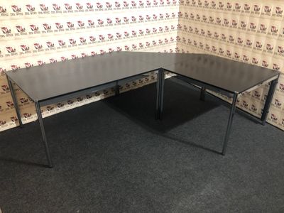 3-er Set USM Haller Eck Schreibtisch in Schwarz Eiche 250 x 200cm