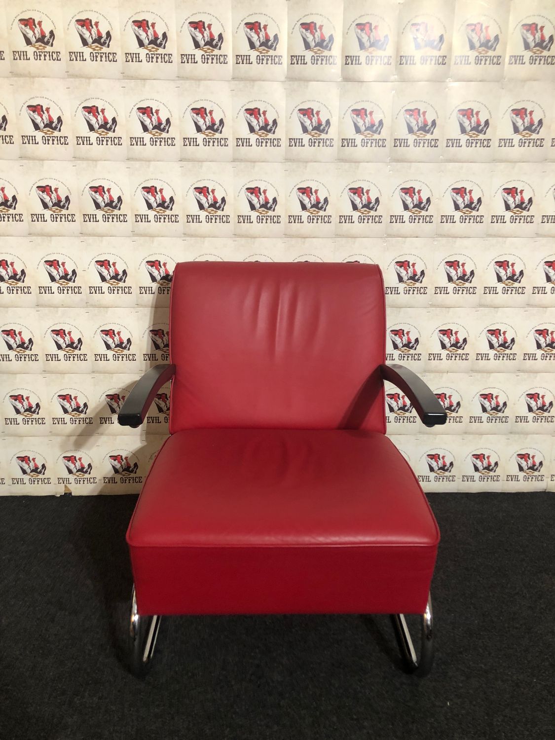 Thonet S 411 Sessel Freischwinger Leder Rot Design