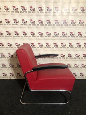 Thonet S 411 Sessel Freischwinger Leder Rot Design