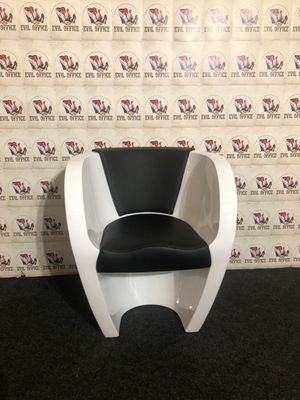 Sessel von Sitland in Weiß / Schwarz Kunststoff / Leder