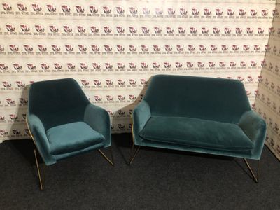 2-er Set Couch Sessel von Stainless Stil Türkis / Gold