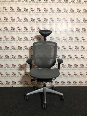 Bürodrehstuhl von Okamura Contessa Netzstuhl Ergonomiestuhl Grau