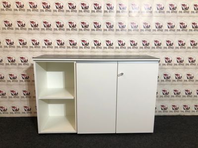 Sideboard Drehtürschrank Oka Modul LIne Glas in Weiß
