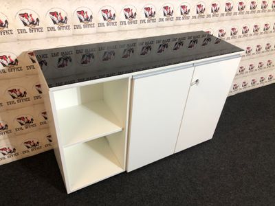 Sideboard Drehtürschrank Oka Modul LIne Glas in Weiß Links #1