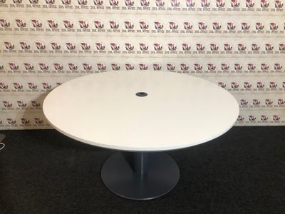 Besprechungstisch in Weiß  Anthrazitgrau runder Tisch 140cm
