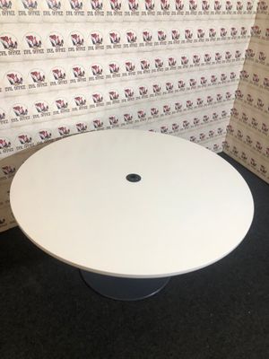 Besprechungstisch in Weiß  Anthrazitgrau runder Tisch 140cm