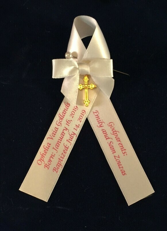 50 minimum Personalized 7/8 ribbon - 3 lines - Matyrika Witness Pins