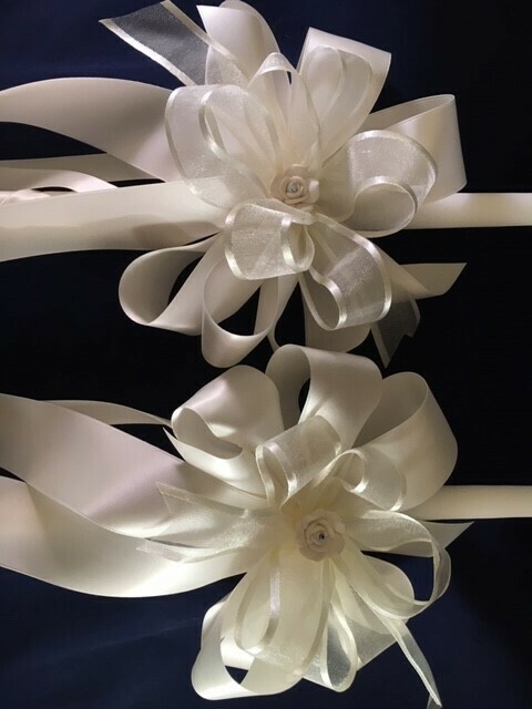 Ceramic rose light ivory wedding candle set