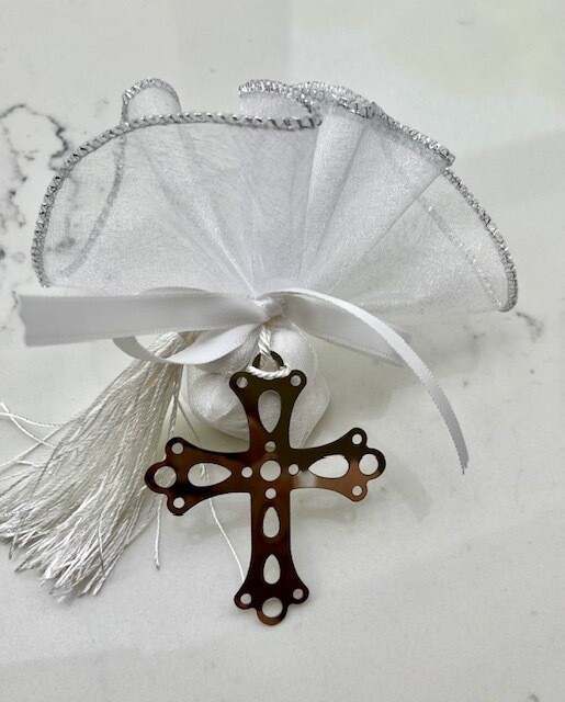 Silver White Cross Bookmark Favor