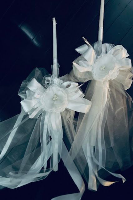 Deluxe Wedding Candles- Flowers & Tulle Deluxe Wedding Candles- Flowers & Tulle