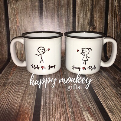 Love Duo (pair) Ceramic Camp Style Mug Love Duo (pair) Ceramic Camp Style Mug