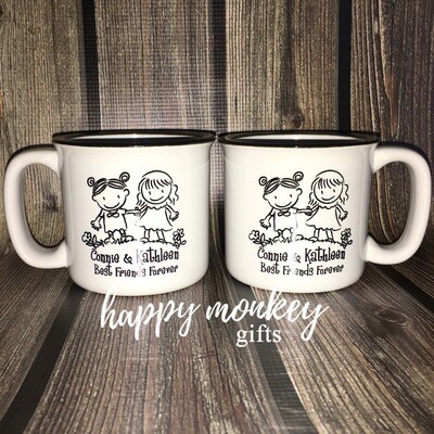 Ceramic Camp Style Mug - Best Friends Forever (pair) Ceramic Camp Style Mug - Best Friends Forever (pair)