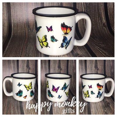 Ceramic Camp Style Mug - Butterflies Ceramic Camp Style Mug - Butterflies
