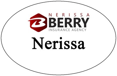 Nerissa Berry Insurance Agency - Oval Name Tag (FREE SHIPPING)