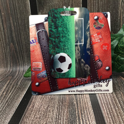 Soccer Aluminum Luggage Tag Personalized - Mini Sharpie Included - FREE SHIPPING