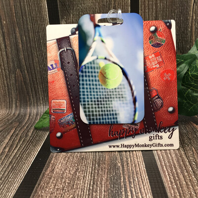 Tennis Aluminum Luggage Tag Personalized - Mini Sharpie Included - FREE SHIPPING
