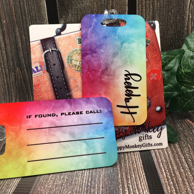 Happy Deco Rainbow Aluminum Luggage Tag Personalized - Mini Sharpie Included - FREE SHIPPING