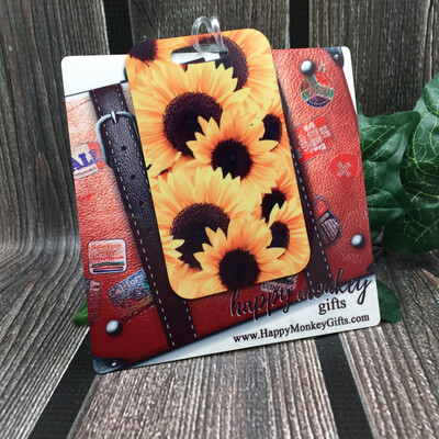 Sunflowers Aluminum Luggage Tag Personalized - Mini Sharpie Included - FREE SHIPPING