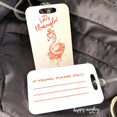 Let’s Flamingle Aluminum Luggage Tag Personalized - Mini Sharpie Included - FREE SHIPPING
