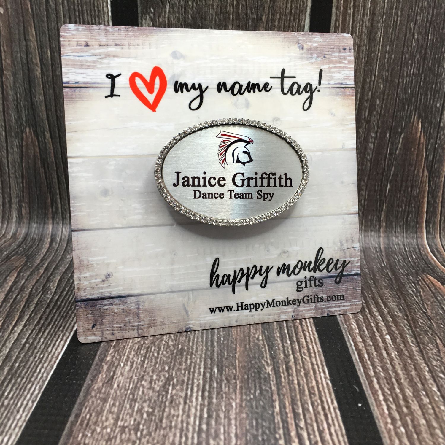 SILVER Bling Rhinestone Name Tag – Custom Magnetic Name Badge FREE SHIPPING