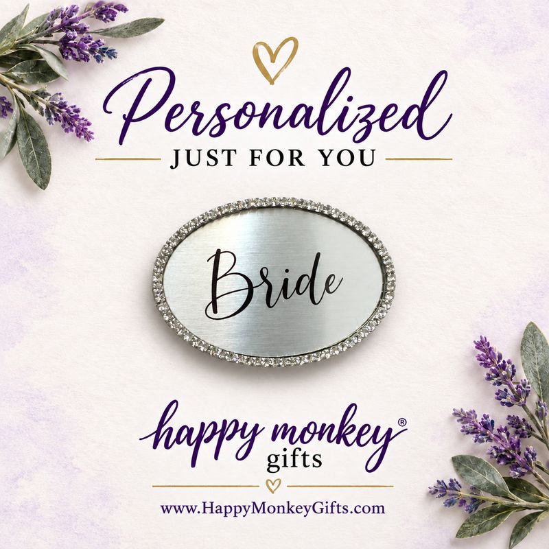 Elegant Silver Rhinestone Wedding Party Name Tags with Magnetic Back