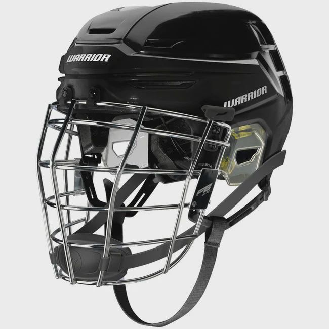 Warrior Fatboy Alpha Pro Complete Box Lacrosse Helmet, Colour: Black w/chrome cage, Size: Small