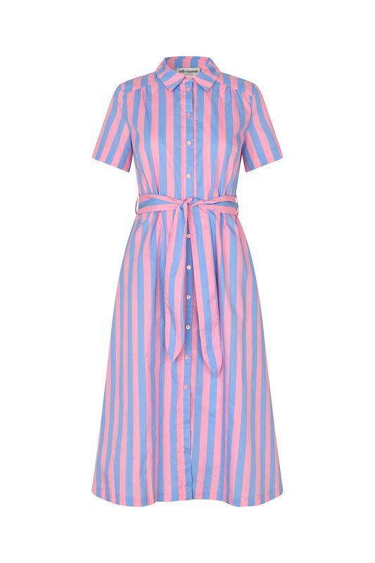 Lollys Laundry Tulle Pink &amp; Blue Stripe Midi Dress