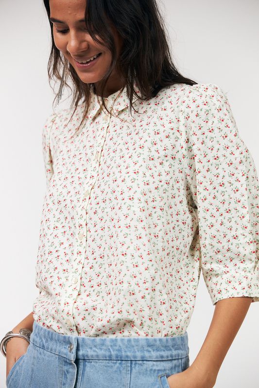Lollys Laundry Red Floral Bono Shirt
