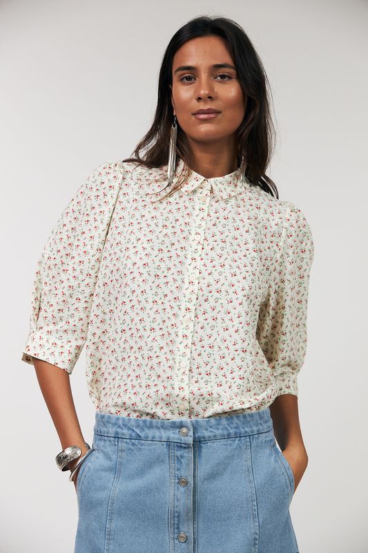 Lollys Laundry Red Floral Bono Shirt