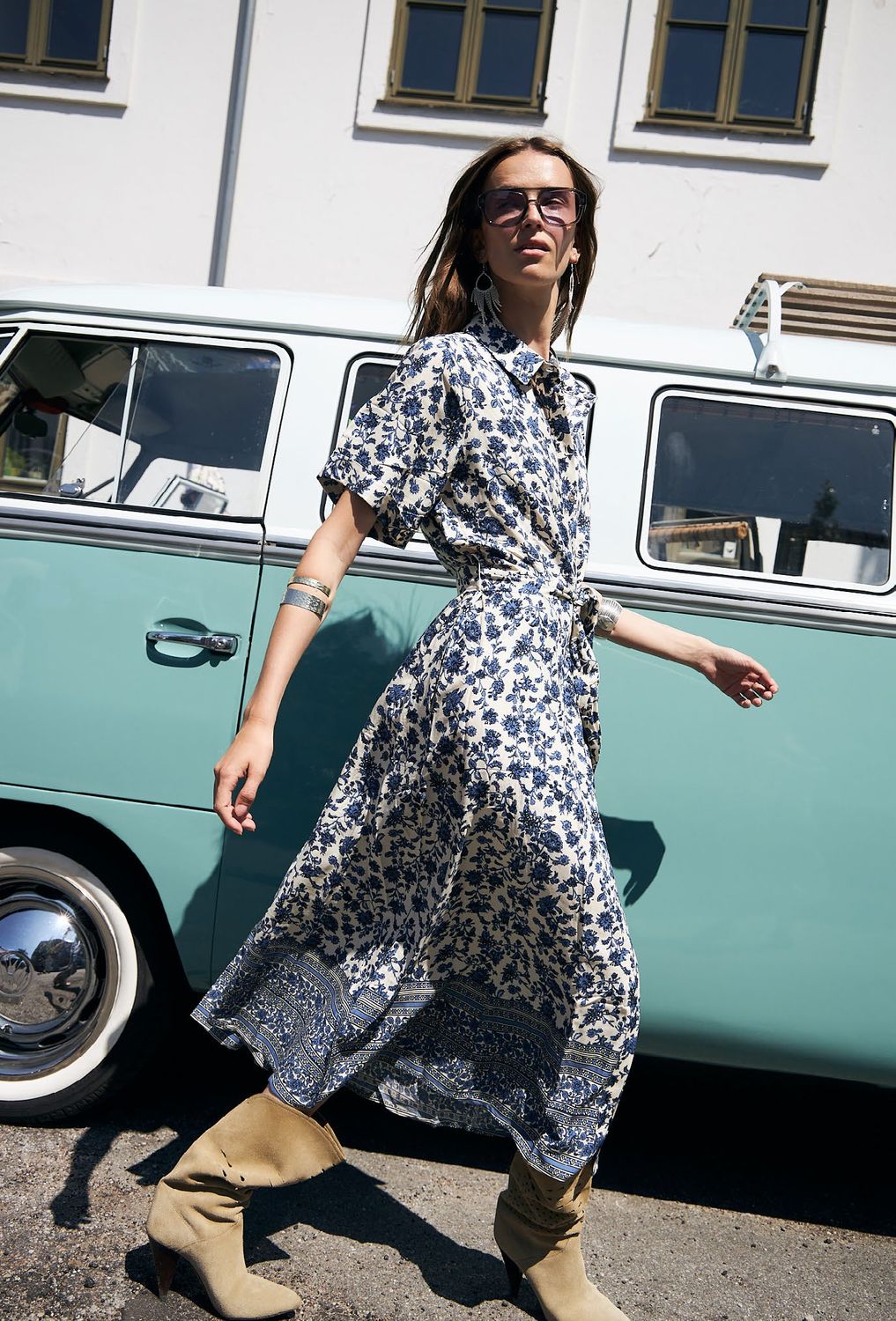Lollys Laundry Blue Floral Blake Midi Dress