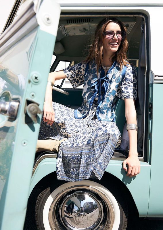 Lollys Laundry Blue Floral Blake Midi Dress