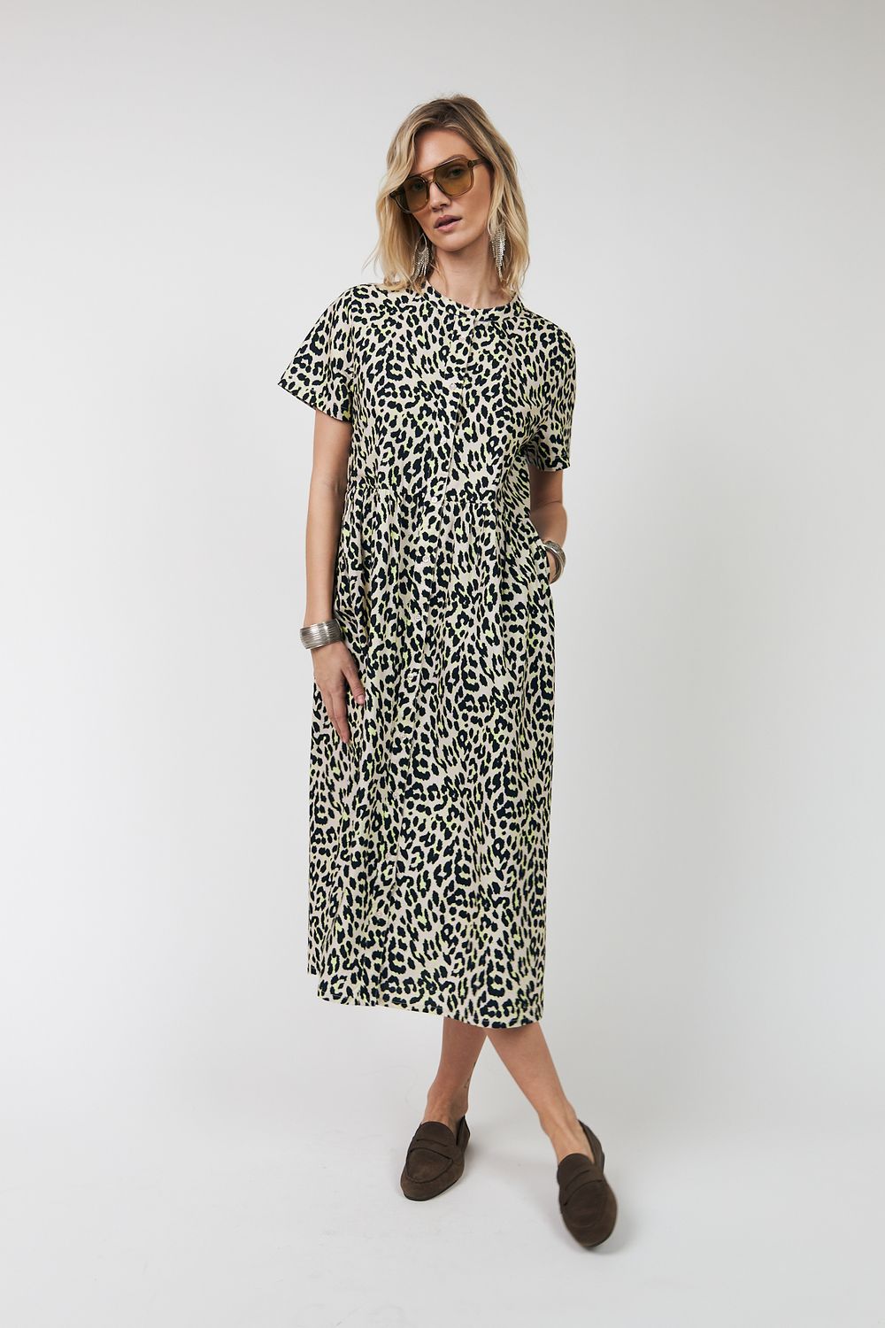 Lollys Laundry Aliya Yellow Leopard Maxi Dress
