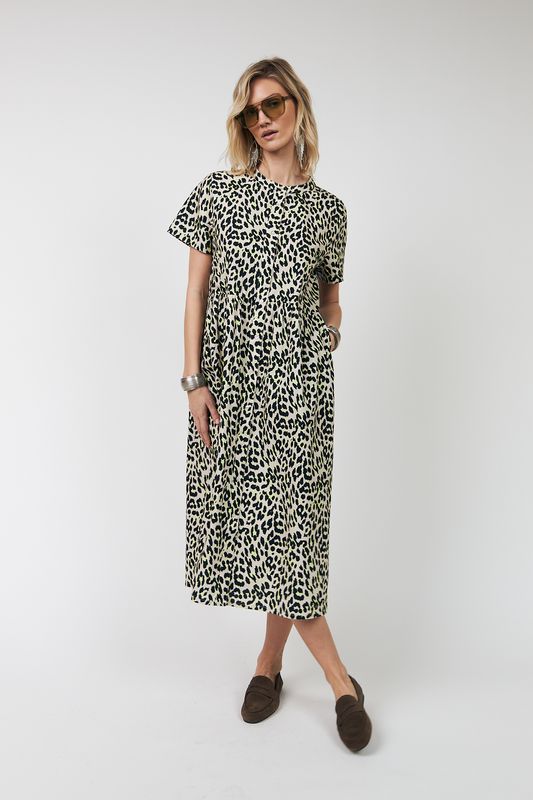Lollys Laundry Aliya Yellow Leopard Maxi Dress
