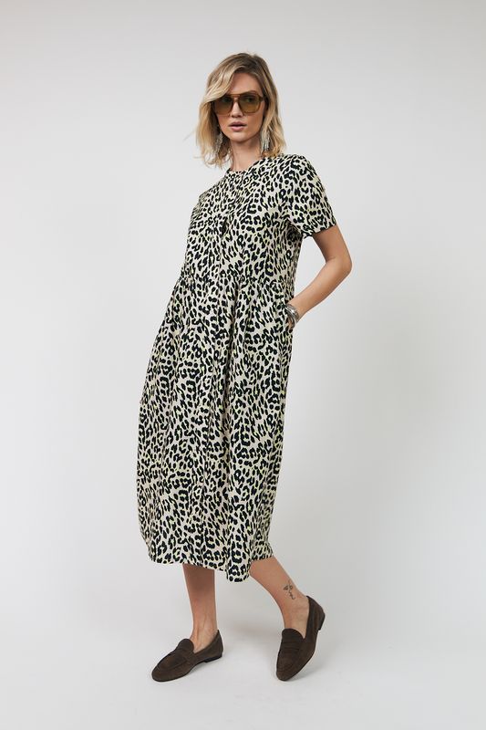 Lollys Laundry Aliya Yellow Leopard Maxi Dress