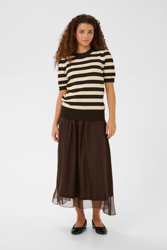 Saint Tropez Mila Short Sleeve Striped Pullover - Mole Brown
