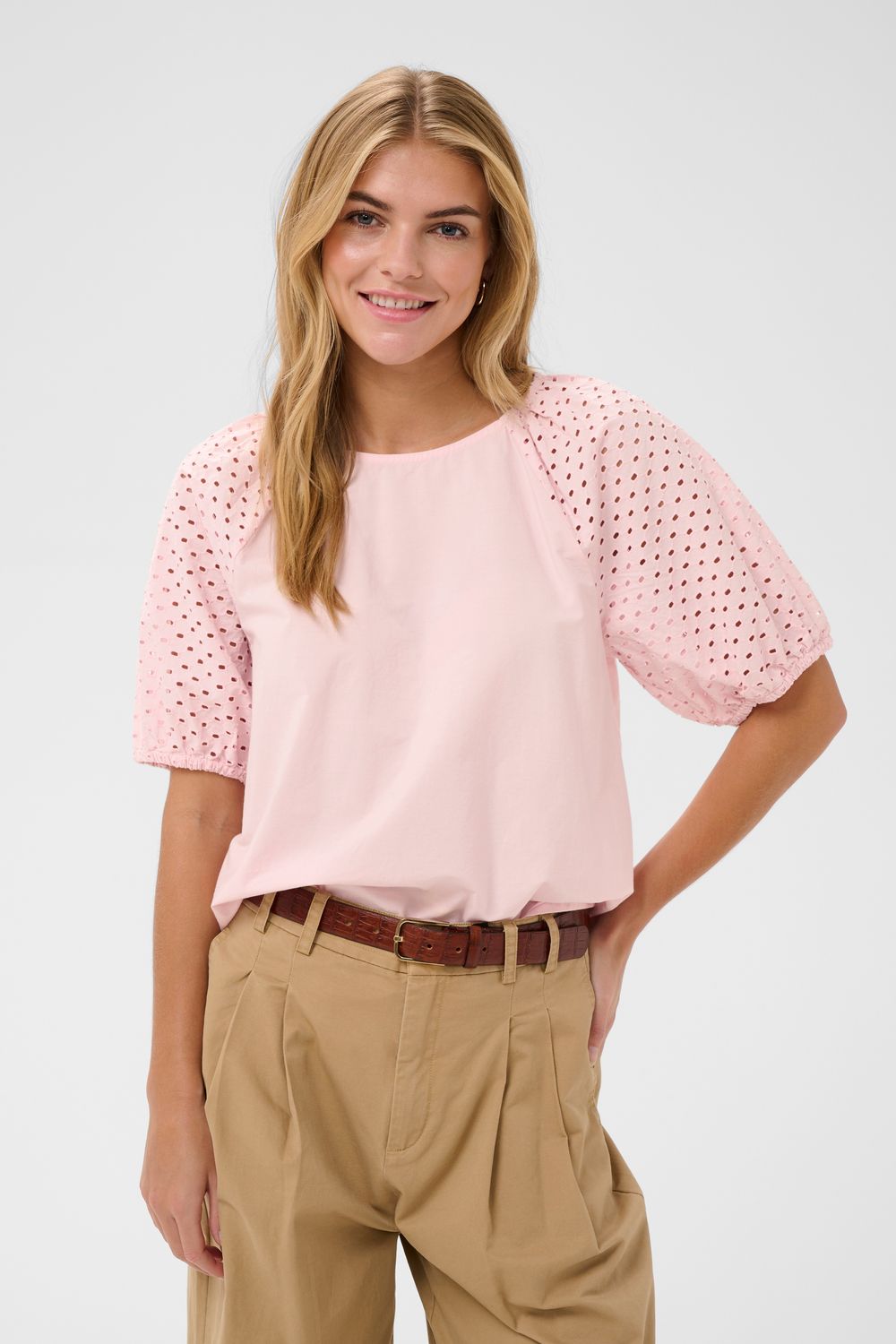 Saint Tropez Pala Short Sleeve Blouse - Chalk Pink