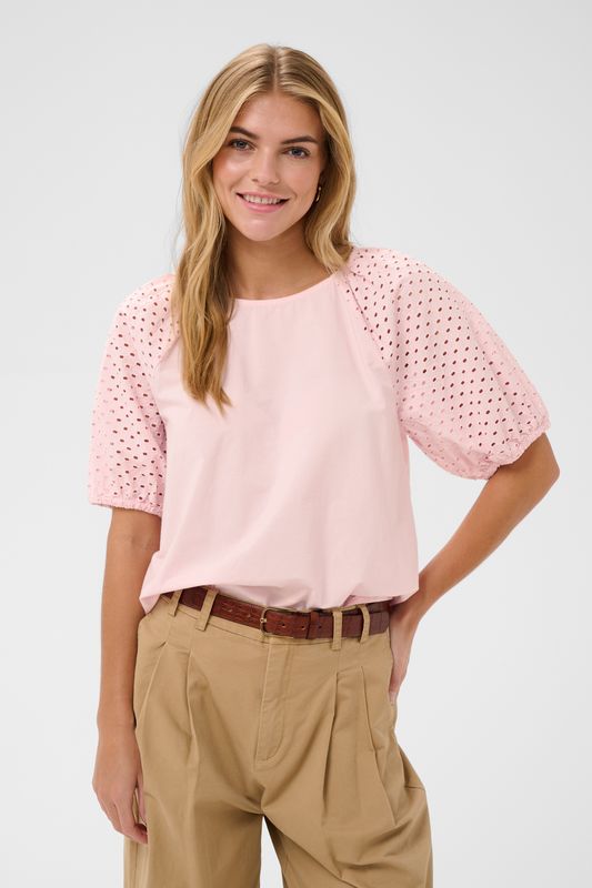 Saint Tropez Pala Short Sleeve Blouse - Chalk Pink